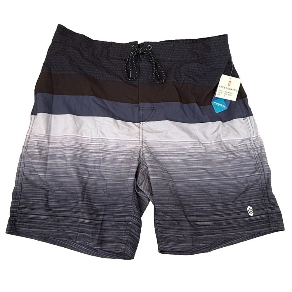 Free Country HydroFlx Board Shorts Swimming Trunks Large Black Gray Extra Large